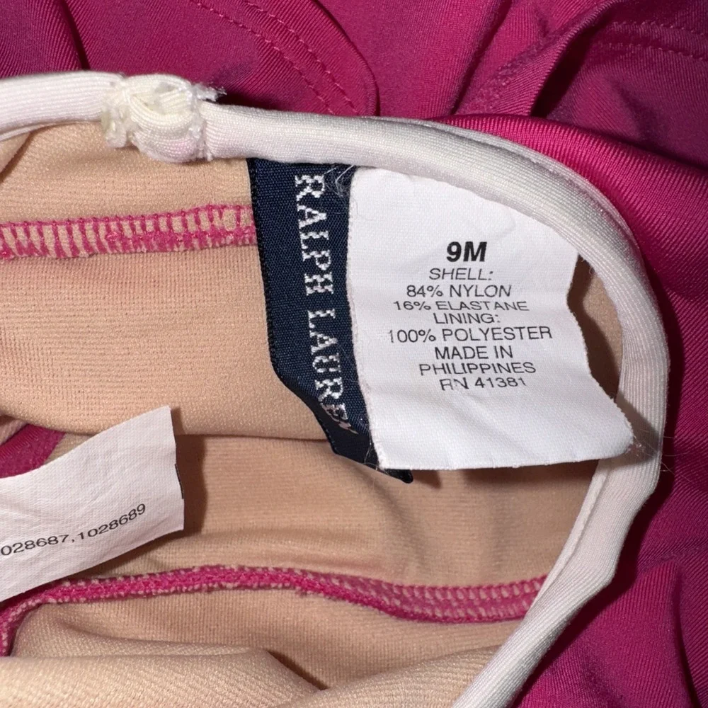Ralph Lauren Baby‎ Girl One Piece Skirted Swimsuit Pony Logo Pink Size 9 Months